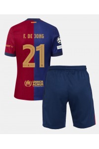 Barcelona Frenkie de Jong #21 Jalkapallovaatteet Lasten Kotipeliasu 2024-25 Lyhythihainen (+ Lyhyet housut)